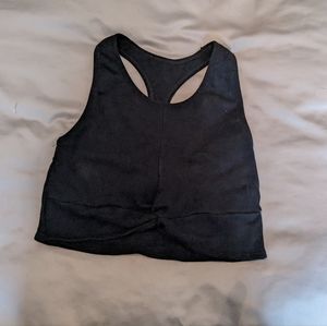 Fabletics Black Front Knot Crop Top